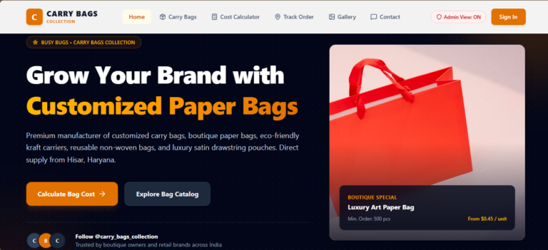 Bulk order for packing bags website